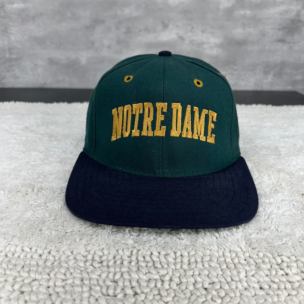 Vintage Notre Dame Fighting Irish Fitted Hat 7 1/4 Two Tone Cap NCAA Made in USA
